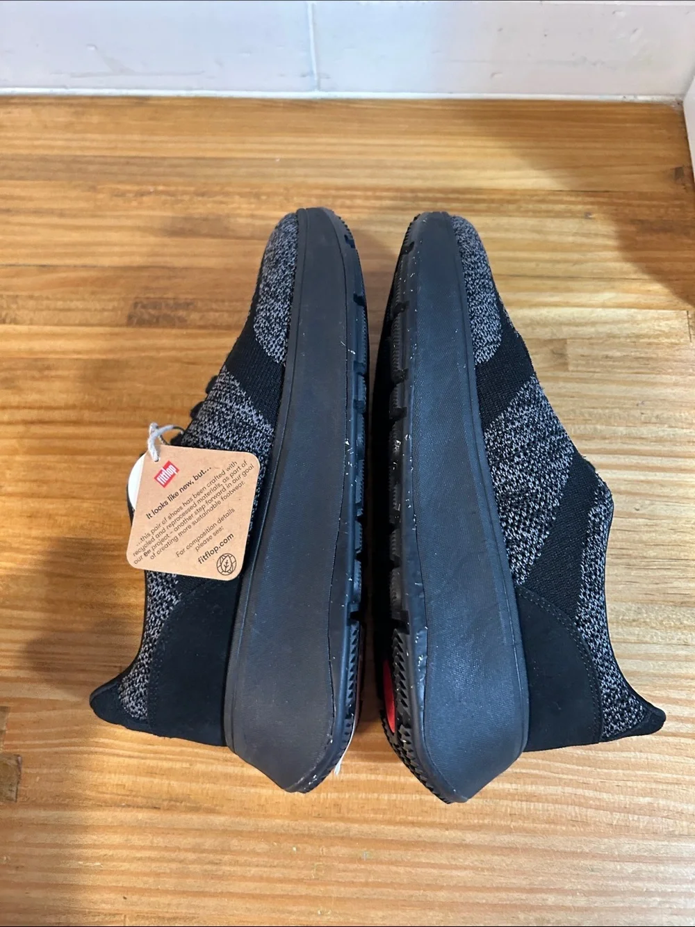 Fitflop F-Mode E01 Knit Flatform Sneakers Black/Gray Womens Size 6.5 US / 4.5 UK